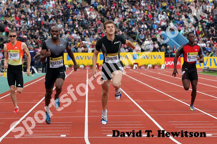 Christophe Lemaitre beats Churandy Martina in the 200 metres, 2012 Samsung Diamond League, Crystal Palace, London.